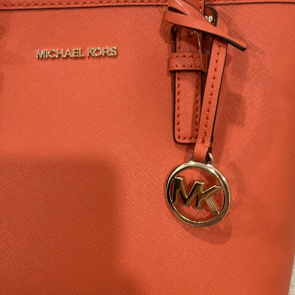 Michael Kors Jet Set Travel 35T9GTVT0L XS Convertible Top Zip Tote Tangerine - Picture 7 of 16
